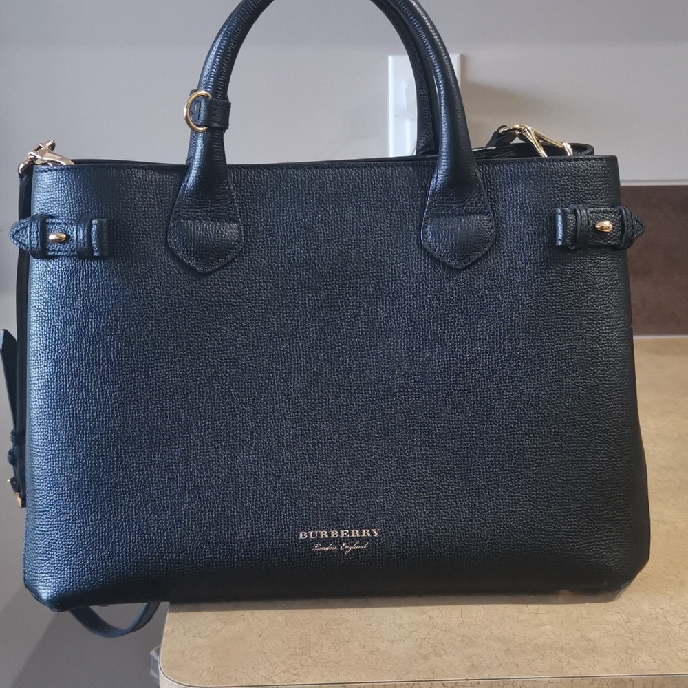 Black Burberry Banner Bag/Purse Medium - Picture 1 of 10